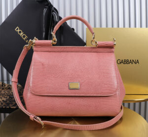Dolce & Gabban Lizard Pattern Sicilian Women's Bag-Pink-25cm with original box free shipping