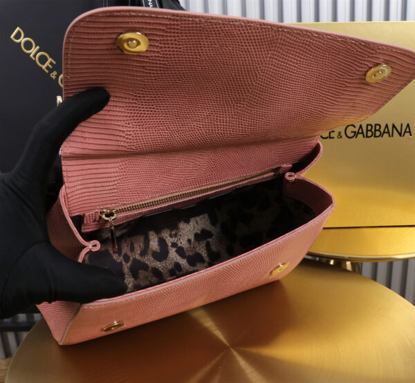 Dolce & Gabban Lizard Pattern Sicilian Women's Bag-Pink-25cm with original box free shipping