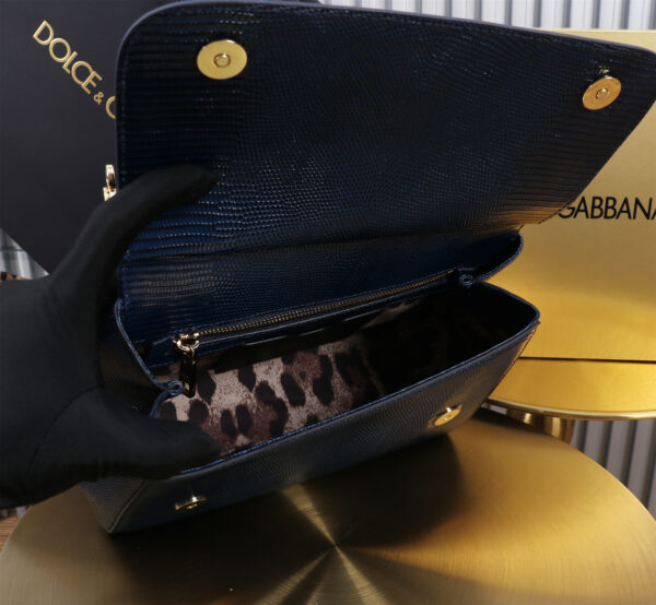 Dolce & Gabban Lizard Pattern Sicilian Women's Bag-Blue-25cm with original box free shipping