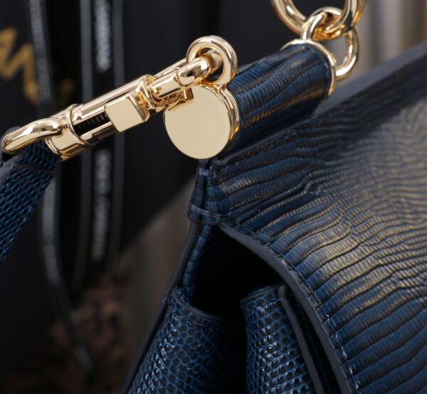 Dolce & Gabban Lizard Pattern Sicilian Women's Bag-Blue-25cm with original box free shipping
