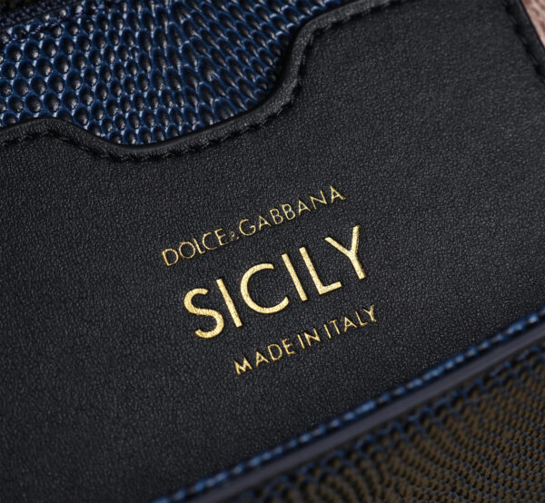 Dolce & Gabban Lizard Pattern Sicilian Women's Bag-Blue-25cm with original box free shipping