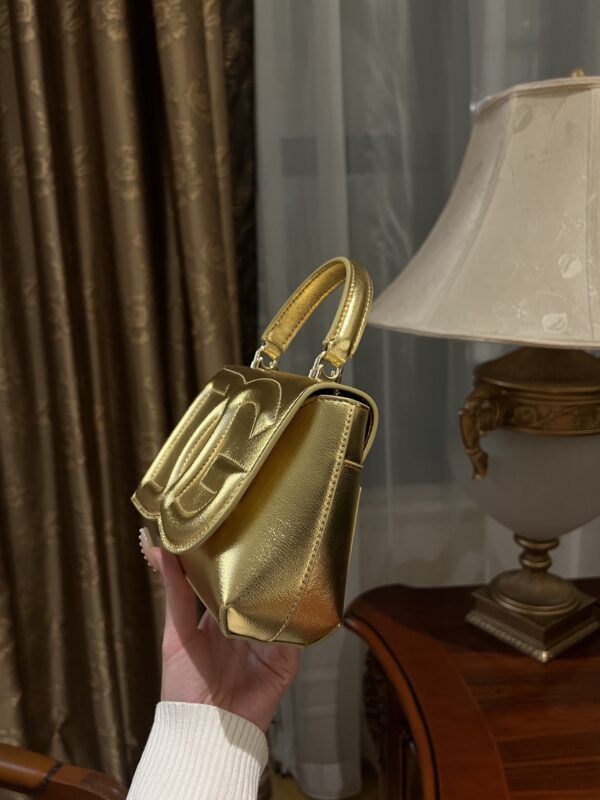 Dolce & Gabban Leather bag-Gold-14cm  free shipping
