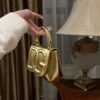 Dolce & Gabban Leather bag-Gold-14cm  free shipping