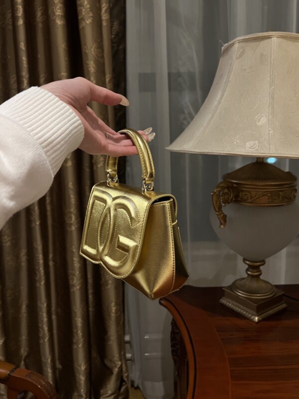 Dolce & Gabban Leather bag-Gold-14cm  free shipping