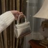 Dolce & Gabban Leather bag-Silver-14cm  free shipping