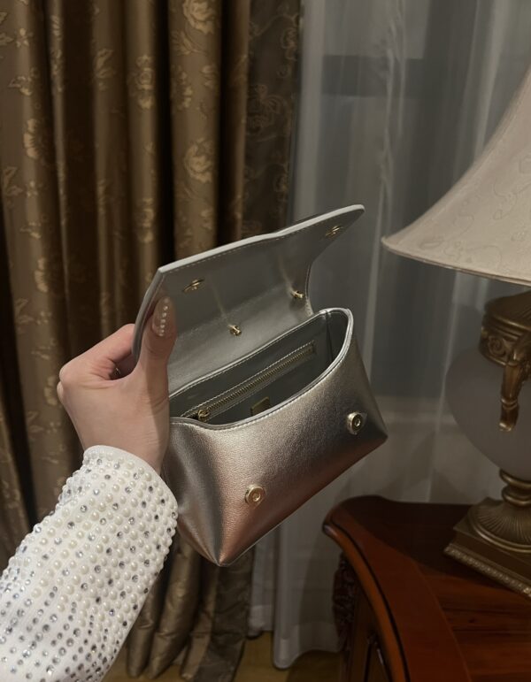 Dolce & Gabban Leather bag-Silver-14cm  free shipping