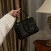 Dolce & Gabban Leather bag-Black-14cm  free shipping