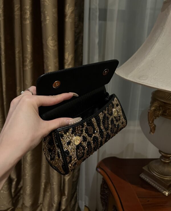 Dolce & Gabban Leopard Print Crystal  Sicily Bag-18cm with original box free shipping