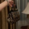 Dolce & Gabban Leopard Print Crystal  Sicily Bag-20cm with original box free shipping