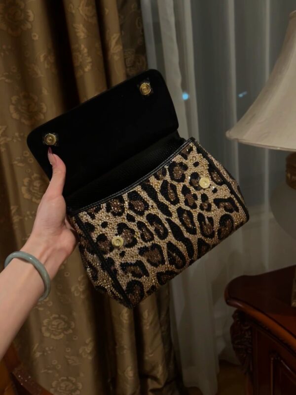 Dolce & Gabban Leopard Print Crystal  Sicily Bag-20cm with original box free shipping
