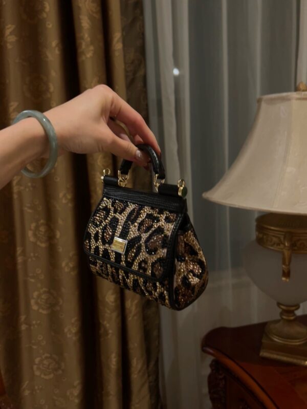 Dolce & Gabban Leopard Print Crystal  Sicily Bag-14cm with original box free shipping