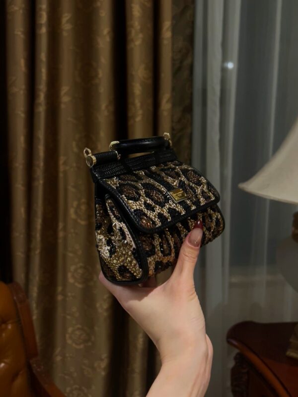 Dolce & Gabban Leopard Print Crystal  Sicily Bag-14cm with original box free shipping