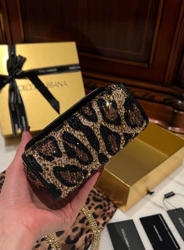Dolce & Gabban Leopard Print Crystal  Sicily Bag-14cm with original box free shipping