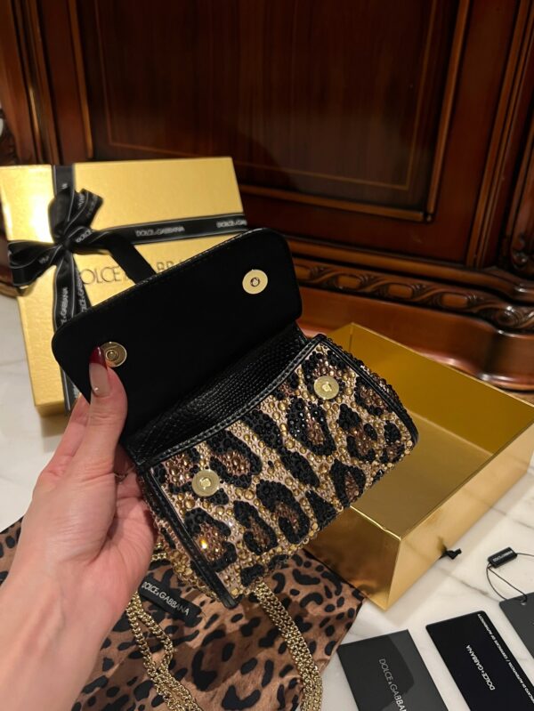 Dolce & Gabban Leopard Print Crystal  Sicily Bag-14cm with original box free shipping