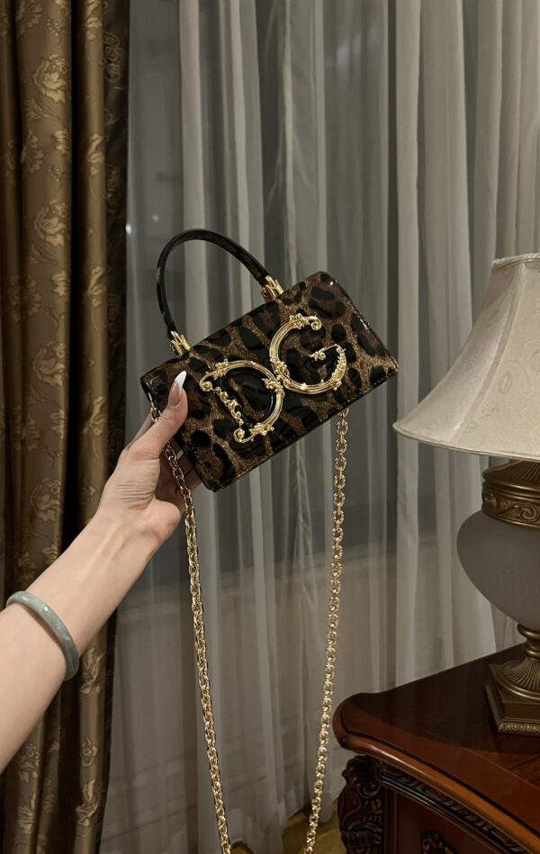 Dolce & Gabban Leopard Print Crystal  Sicily Bag-18cm with original box free shipping