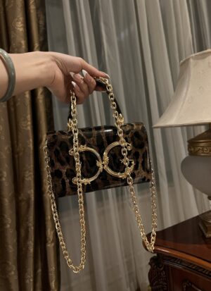 Dolce & Gabban Leopard Print Crystal  Sicily Bag-18cm with original box free shipping
