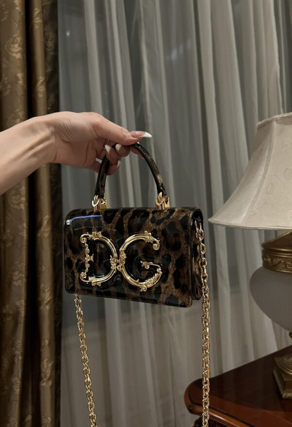 Dolce & Gabban Leopard Print Crystal  Sicily Bag-18cm with original box free shipping