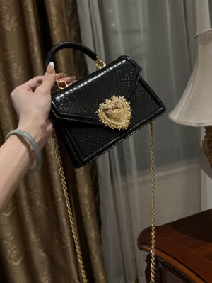 Dolce & Gabbana Snake Skin Bag-Black-19cm with original box