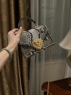 Dolce & Gabbana Snake Skin Bag-Gray-19cm with original box