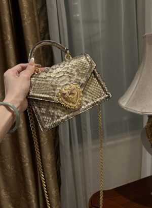 Dolce & Gabbana Snake Skin Bag-Gray-19cm with original box