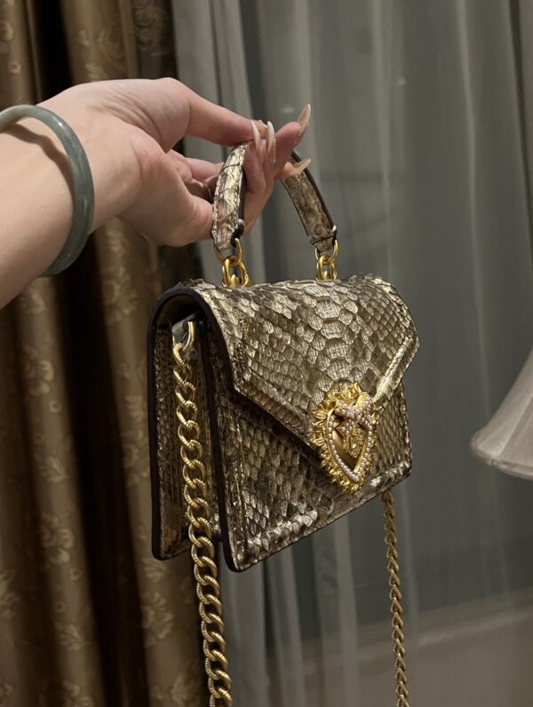 Dolce & Gabbana Snake Skin Bag-Gray-19cm with original box