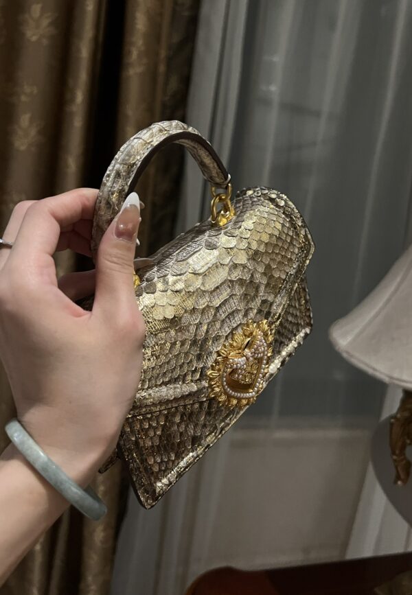 Dolce & Gabbana Snake Skin Bag-Gray-19cm with original box