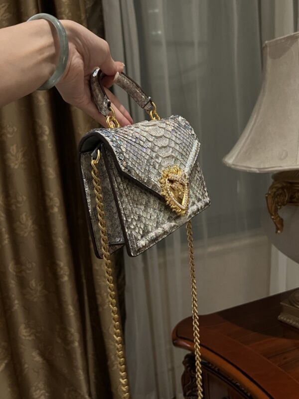 Dolce & Gabbana Snake Skin Bag-Gray-19cm with original box