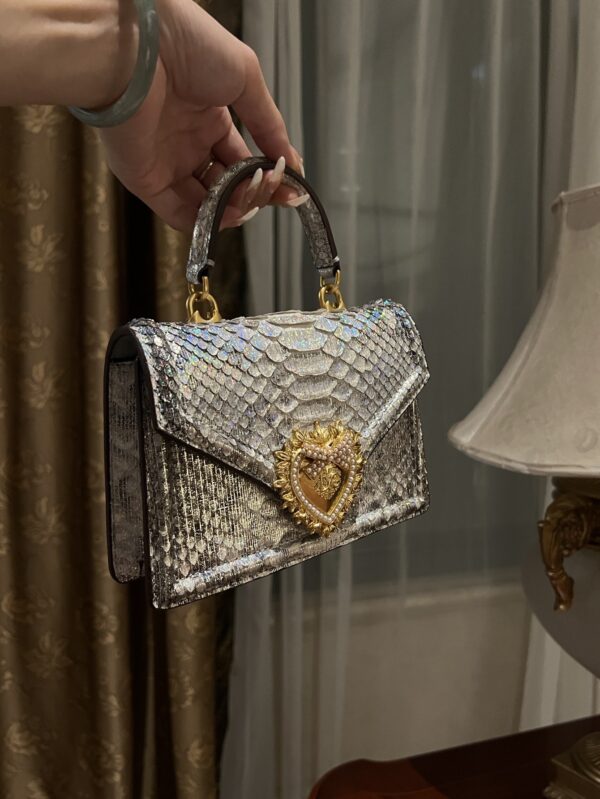 Dolce & Gabbana Snake Skin Bag-Gray-19cm with original box