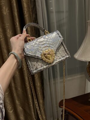 Dolce & Gabbana Snake Skin Bag-Gray-19cm with original box