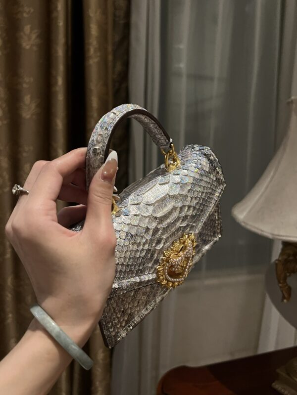 Dolce & Gabbana Snake Skin Bag-Gray-19cm with original box