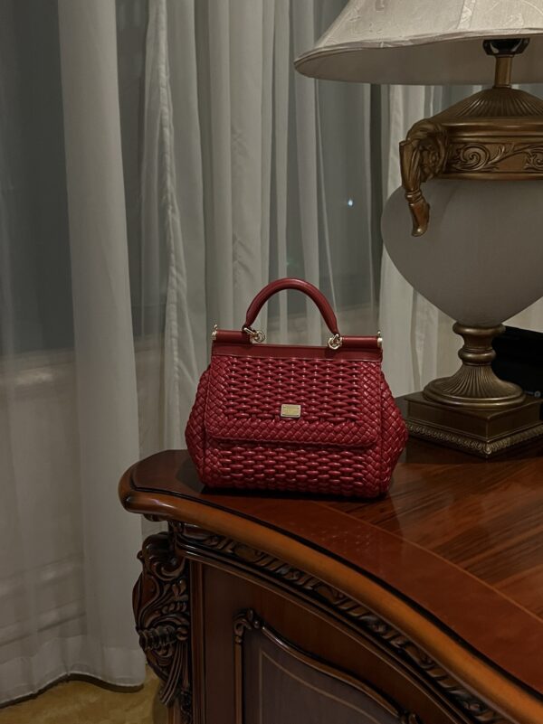 Dolce & Gabbana Hand-Red  Sicily Women's Bag-Gold-20cm with original box