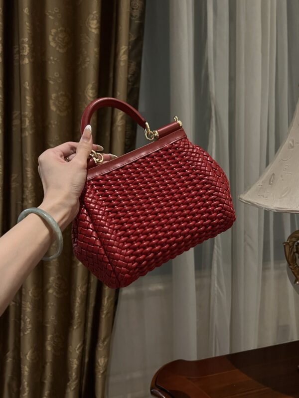 Dolce & Gabbana Hand-Red  Sicily Women's Bag-Gold-20cm with original box