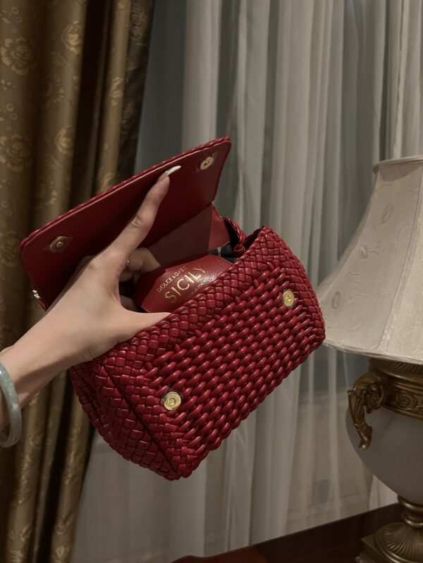 Dolce & Gabbana Hand-Red  Sicily Women's Bag-Gold-20cm with original box