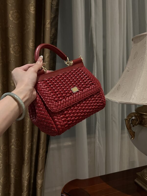 Dolce & Gabbana Hand-Red  Sicily Women's Bag-Gold-20cm with original box