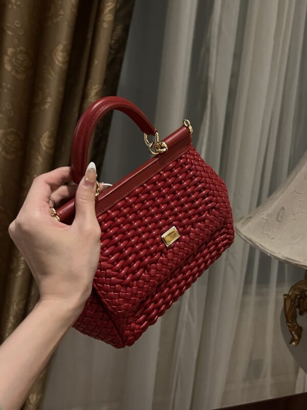 Dolce & Gabbana Hand-Red  Sicily Women's Bag-Gold-20cm with original box