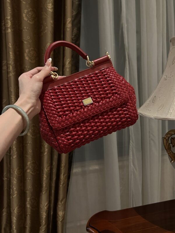 Dolce & Gabbana Hand-Red  Sicily Women's Bag-Gold-20cm with original box