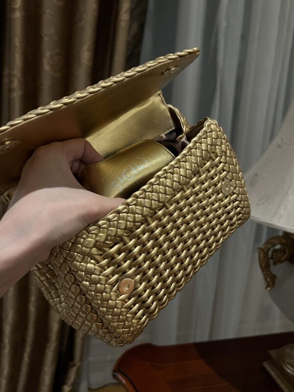 Dolce & Gabbana Hand-Woven Sicily Women's Bag-Gold-20cm with original box
