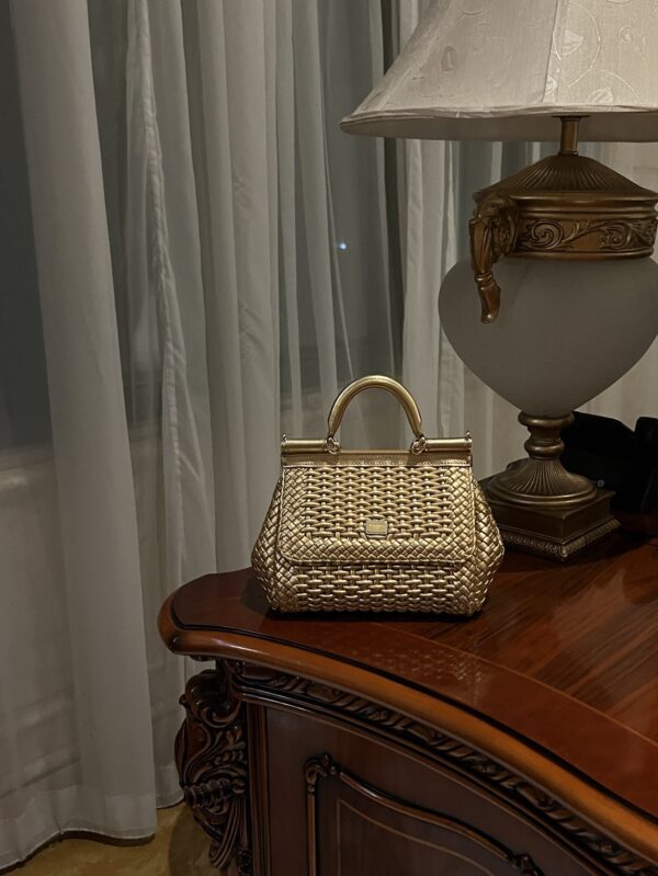 Dolce & Gabbana Hand-Woven Sicily Women's Bag-Gold-20cm with original box