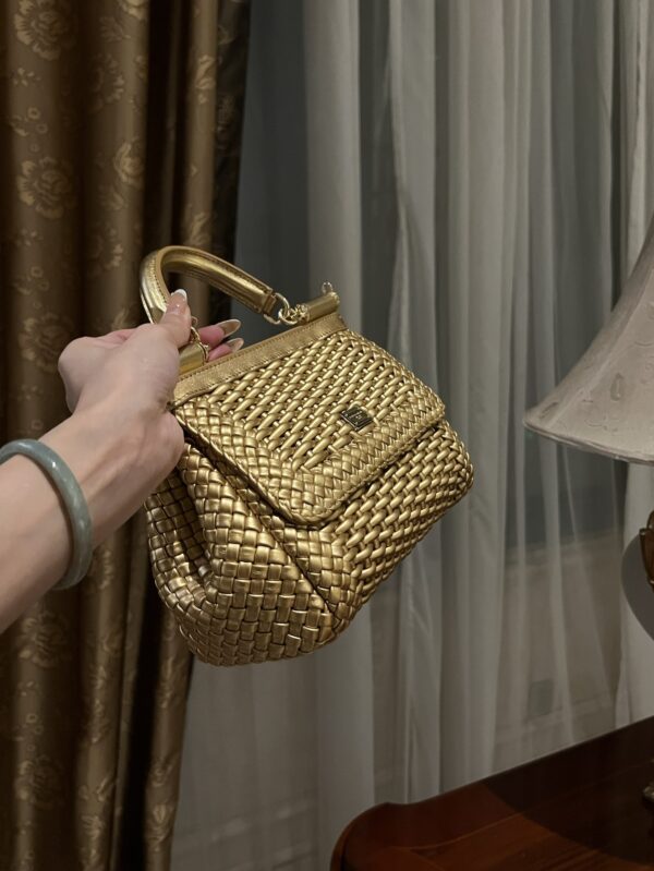 Dolce & Gabbana Hand-Woven Sicily Women's Bag-Gold-20cm with original box