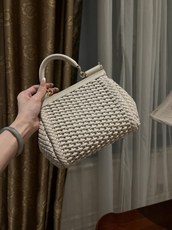Dolce & Gabbana Hand-Woven Sicily Women's Bag-White-20cm with original box