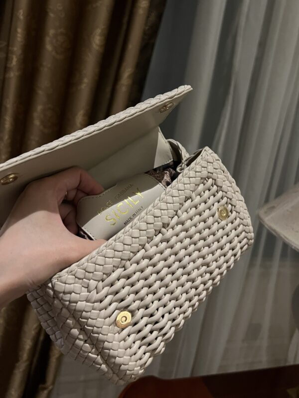 Dolce & Gabbana Hand-Woven Sicily Women's Bag-White-20cm with original box