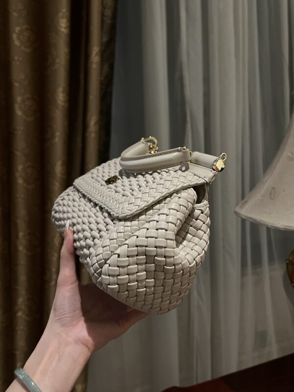 Dolce & Gabbana Hand-Woven Sicily Women's Bag-White-20cm with original box