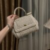 Dolce & Gabbana Hand-Woven Sicily Women's Bag-White-20cm with original box