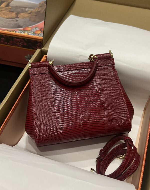 Dolce & Gabban Lizard Pattern Sicilian Women's Bag-Red-25cm with original box free shipping