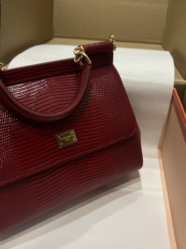 Dolce & Gabban Lizard Pattern Sicilian Women's Bag-Red-25cm with original box free shipping