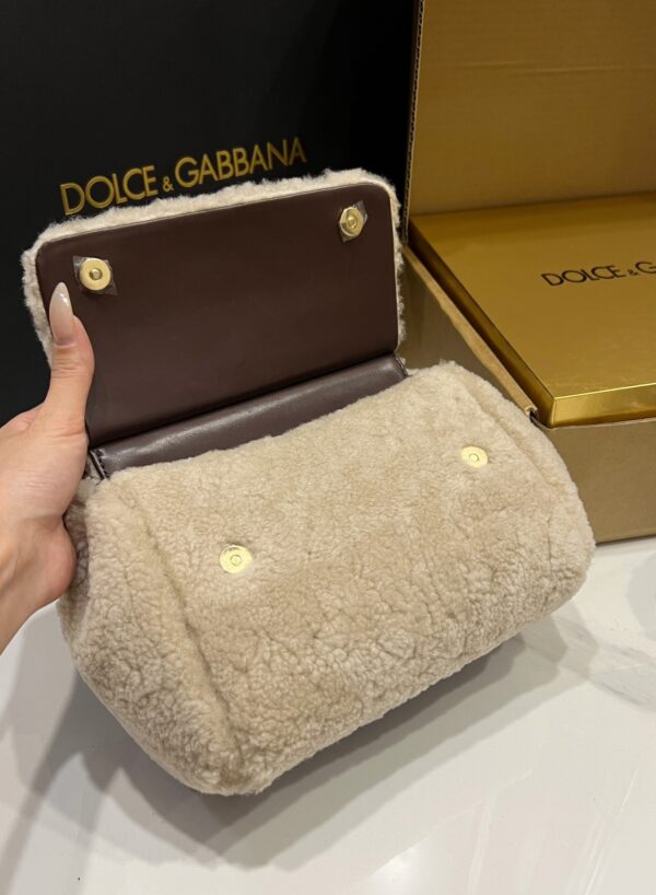 Dolce & Gabbana Lamb's Wool Bag-White-20cm with original box