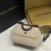 Dolce & Gabbana Lamb's Wool Bag-White-20cm with original box