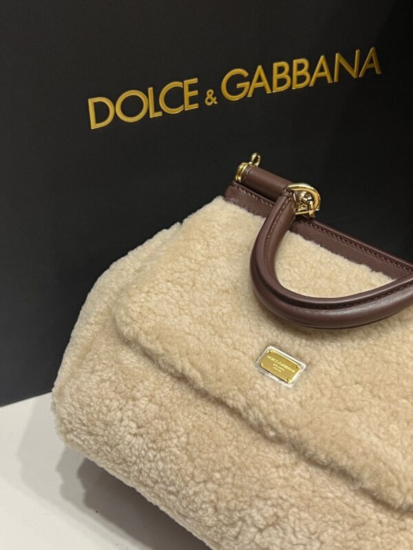Dolce & Gabbana Lamb's Wool Bag-White-20cm with original box