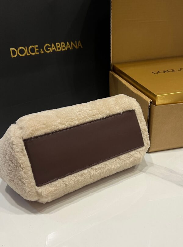 Dolce & Gabbana Lamb's Wool Bag-White-20cm with original box