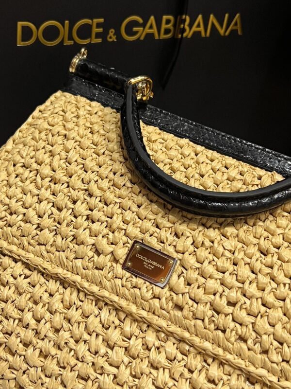 Dolce & Gabbana Raffia Grass Bag-Apricot-20cm with original box